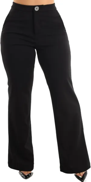 Moda Xpress Women's Stretch High Waisted Dress Pants for Work, Straight, Wide, Skinny Leg Business Office Casual Pants 40609N