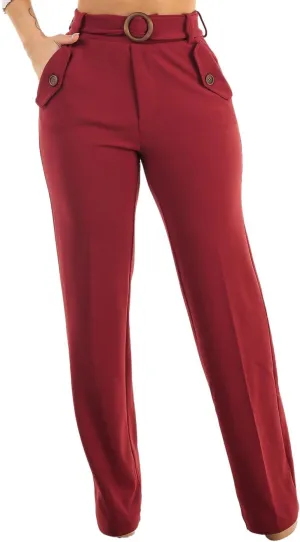 Moda Xpress Women's Stretch High Waisted Dress Pants for Work, Straight, Wide, Skinny Leg Business Office Casual Pants 40609N