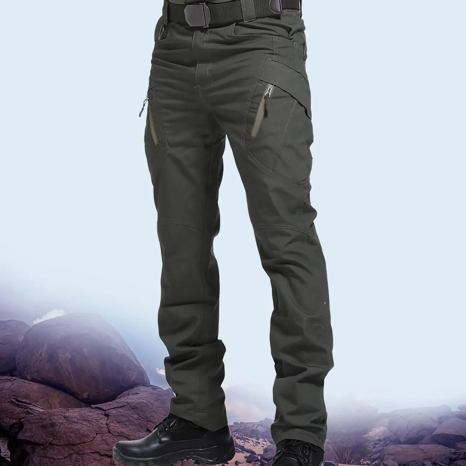 Muscularfit Camo Pants for Men Causal Joggers Athletic Pants Loose Fit Twill Chino Multi Pockets Straight Sweatpants 2023