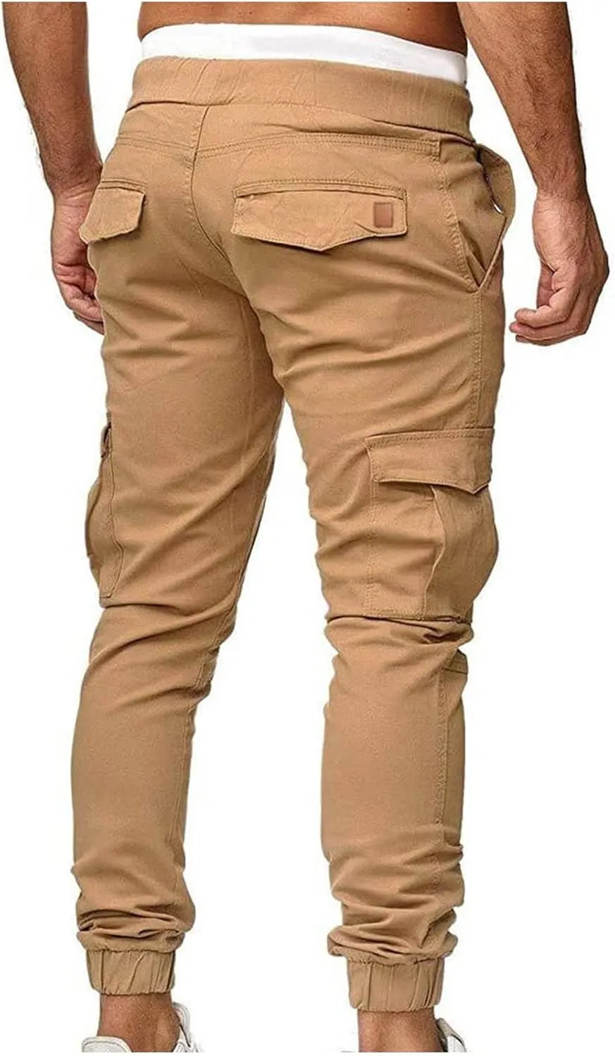 Muscularfit Mens Pants Khaki Slim Fit Drawstring Elastic Waist Loose Trouser Jogger Athletic Slacks Tapered Casual Sweatpants