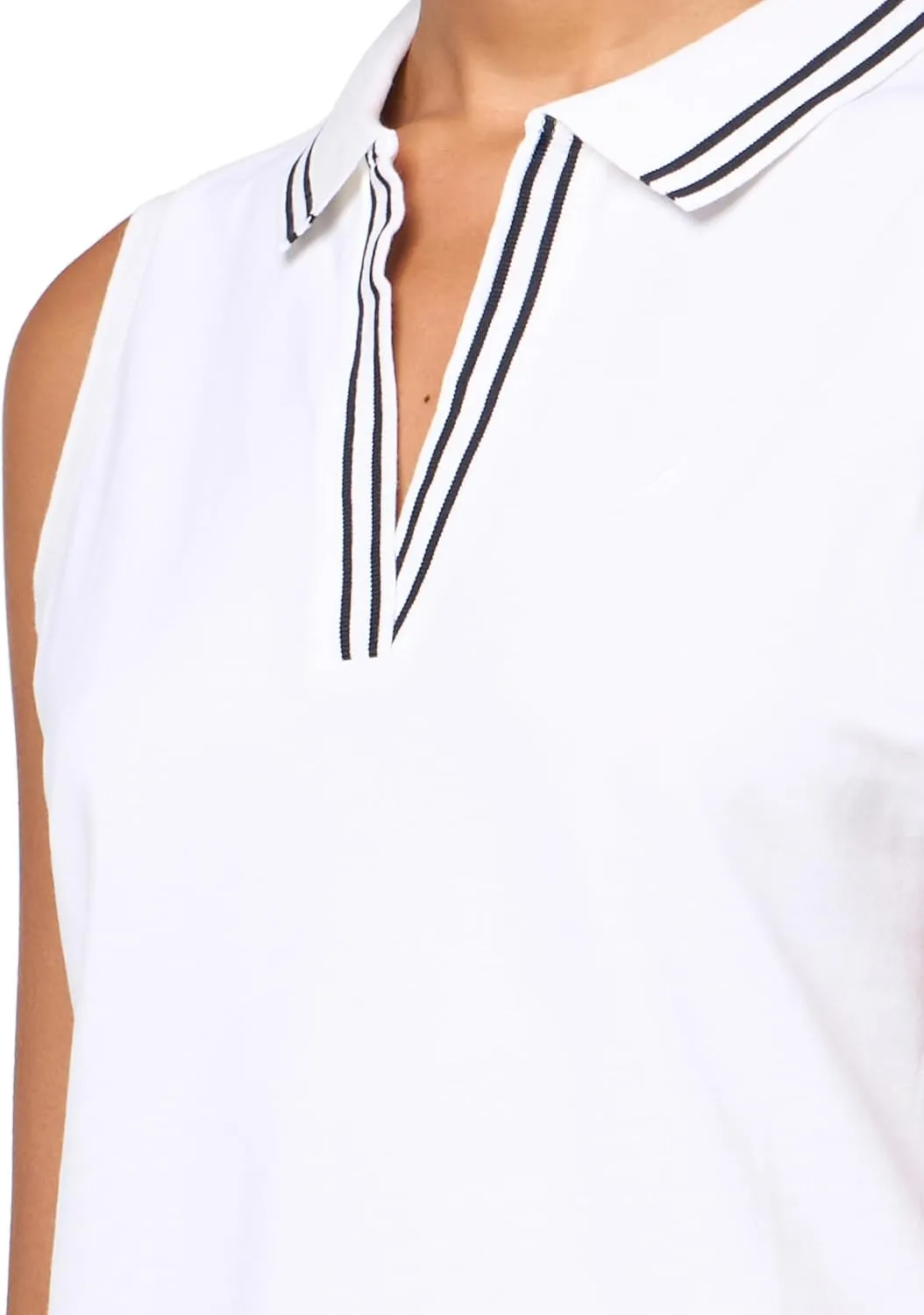 Nautica Women's Solid Sleeveless Johnny Collar Polo Shirt