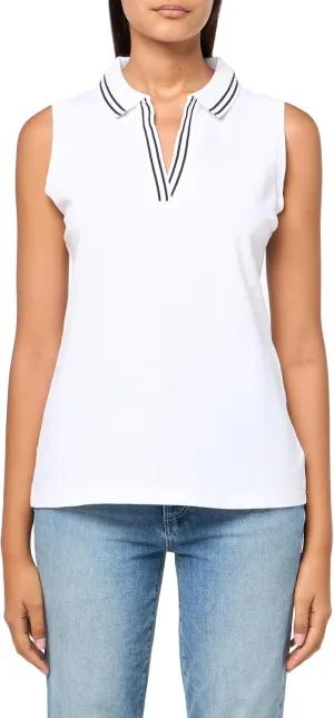 Nautica Women's Solid Sleeveless Johnny Collar Polo Shirt