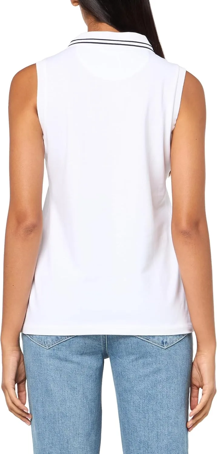 Nautica Women's Solid Sleeveless Johnny Collar Polo Shirt