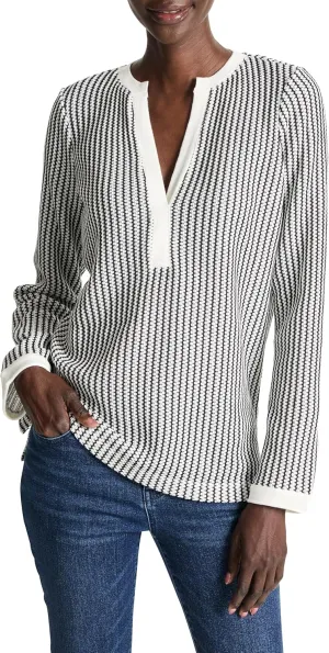 NIC ZOE Women's Zig Zag Split Neck Top