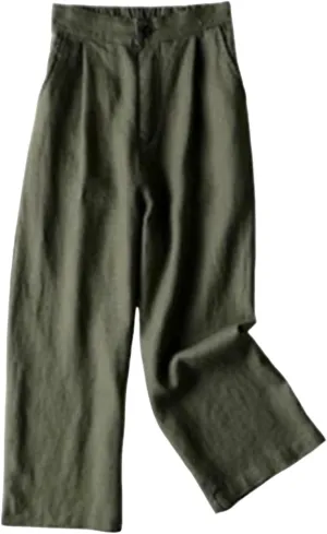 Palazzo Pants for Women Lightweight Wide Leg Linen Pants Elastic Waist Boho Beach Trousers Summer Outfit with Pocekts