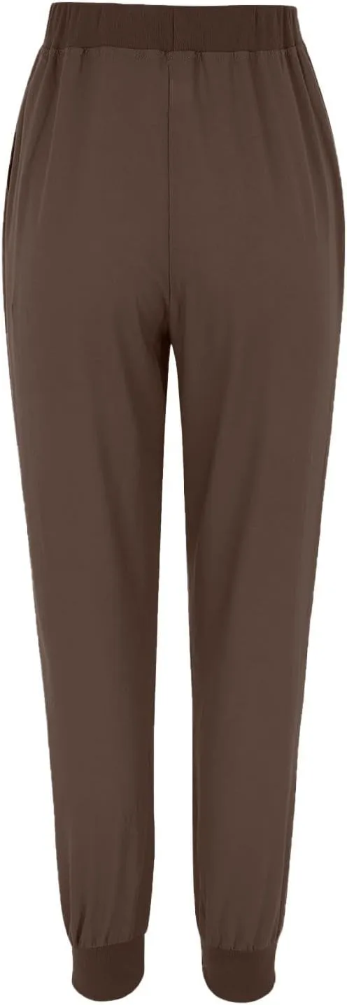 Pants for Women Tapered Leg Elastic Waist Linen Pants Jogger Cotton Linen Trendy Comfy Palazzo Trousers with Pockets