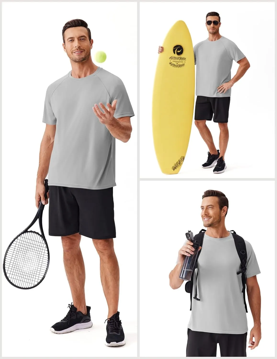 PINSPARK Mens Swim Shirt Short Sleeve UPF 50  Sun Protection Shirts Rash Guard Quick Dry Tshirts Beach Water Athletic Shirt