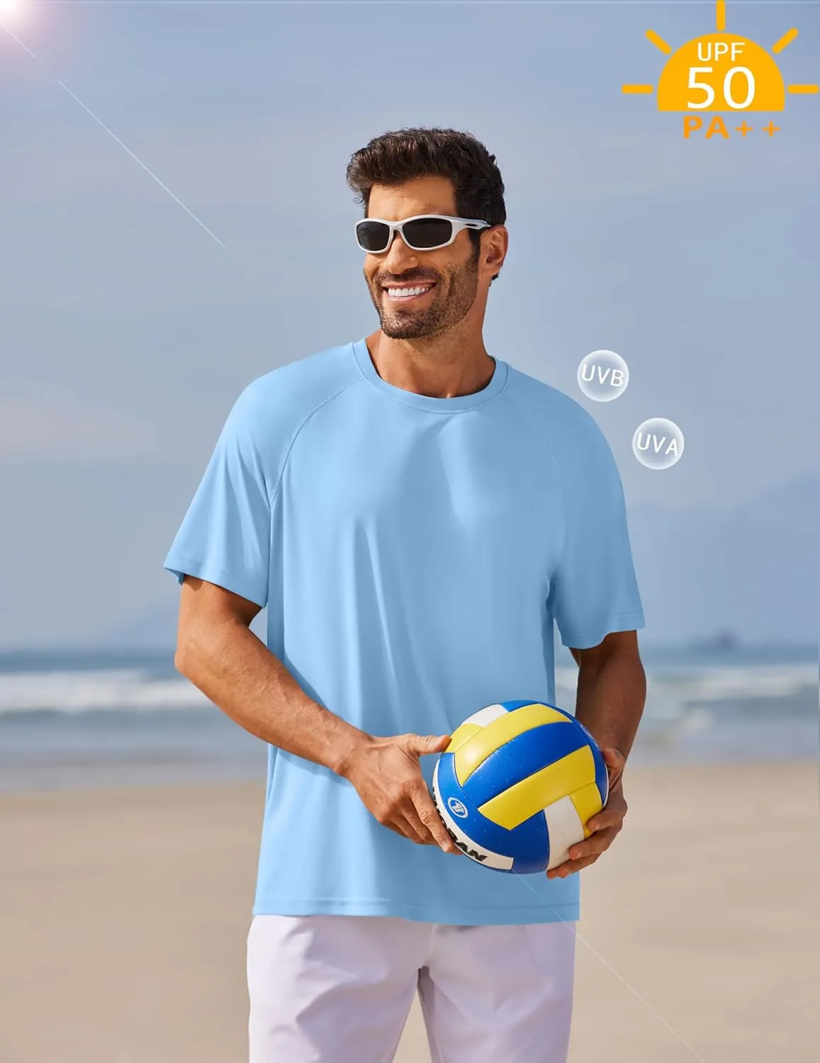 PINSPARK Mens Swim Shirt Short Sleeve UPF 50  Sun Protection Shirts Rash Guard Quick Dry Tshirts Beach Water Athletic Shirt