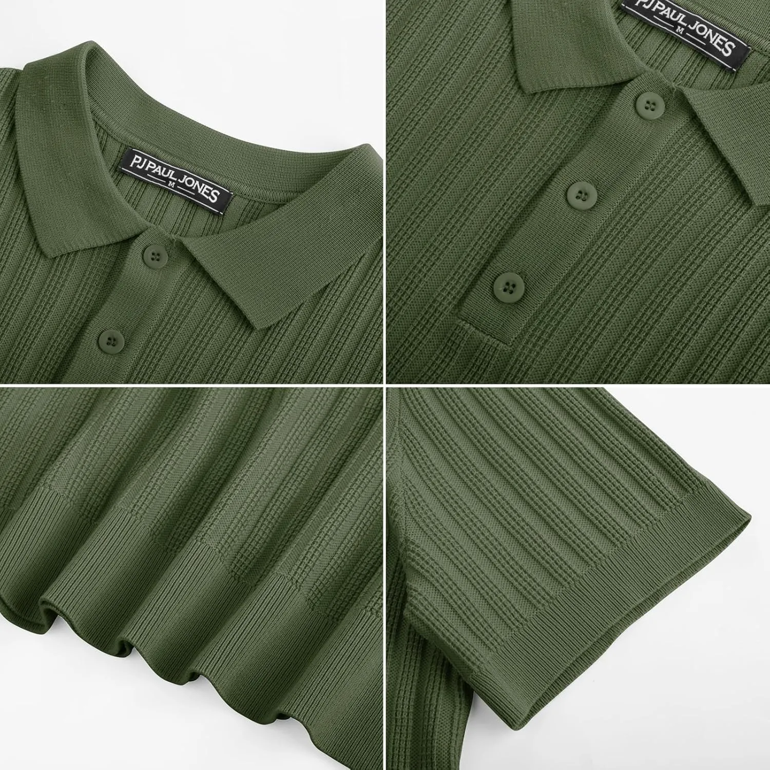 PJ PAUL JONES Mens Knit Polo Shirt Short Sleeve Textured Polo Shirts Casual Summer Collared Polo T Shirt