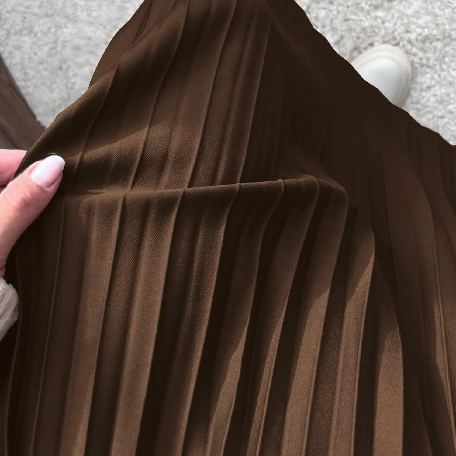 Pleated Midi Skirt Fall Winter High Waist Swing Skirts Elegant Solid Color Half Skirt Flowy a Line Ruffle Skirts