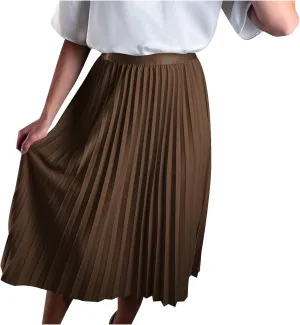 Pleated Midi Skirt Fall Winter High Waist Swing Skirts Elegant Solid Color Half Skirt Flowy a Line Ruffle Skirts