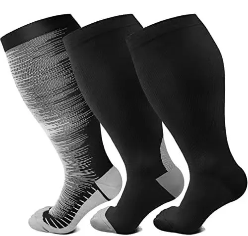 Plus Size Compression Socks Wide Calf For Women & Men 20-30 mmhg