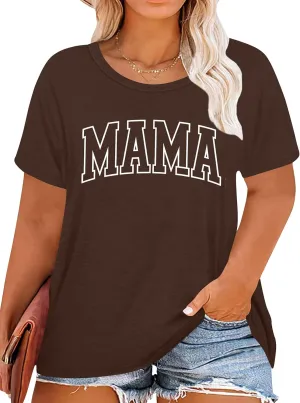 Plus Size Mama Shirt: Women Mama Leopard Print T-Shirt Funny Mom Life Top Mother Short Sleeve Tee