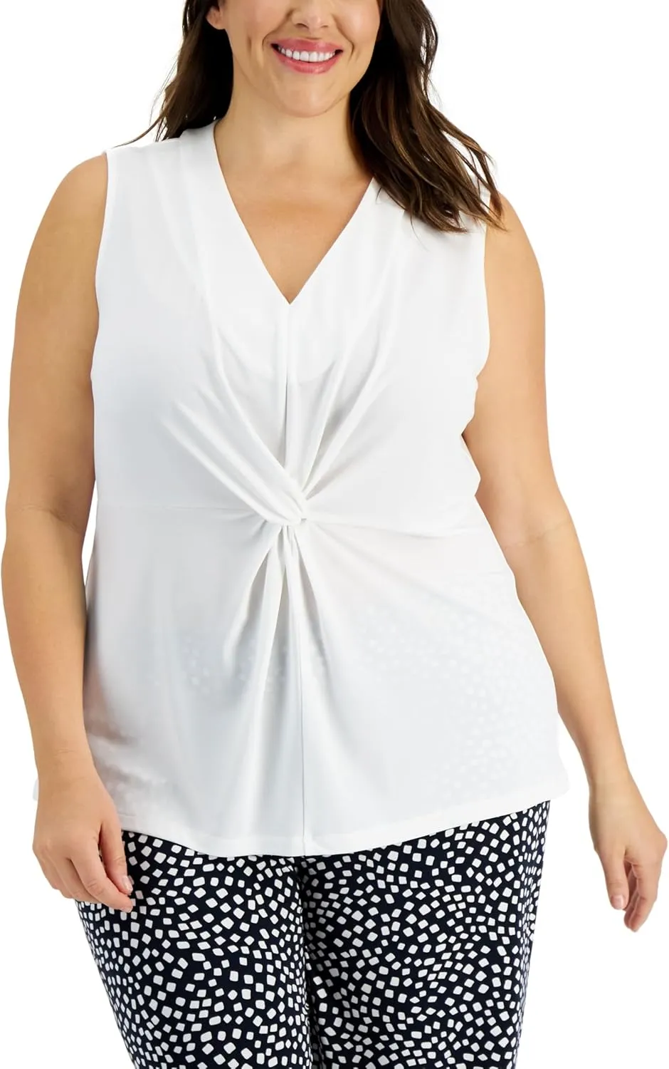 Plus Size Twisted Tank Top Bright White 2X
