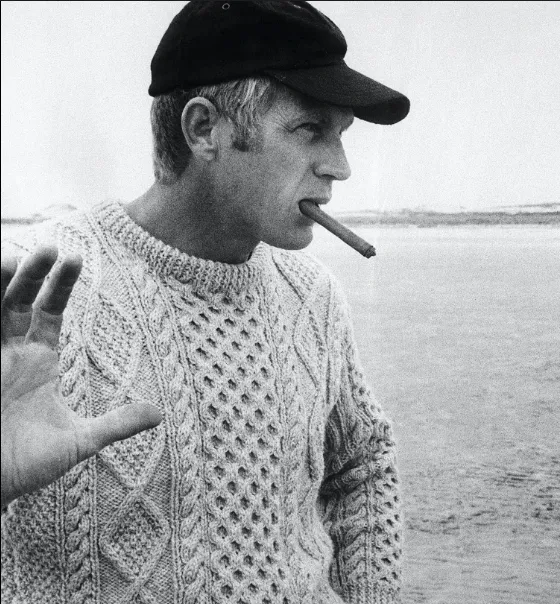 Pre Order - Steve McQueen Dark Navy Donegal Irish Wool Sweater Eta before 12/25