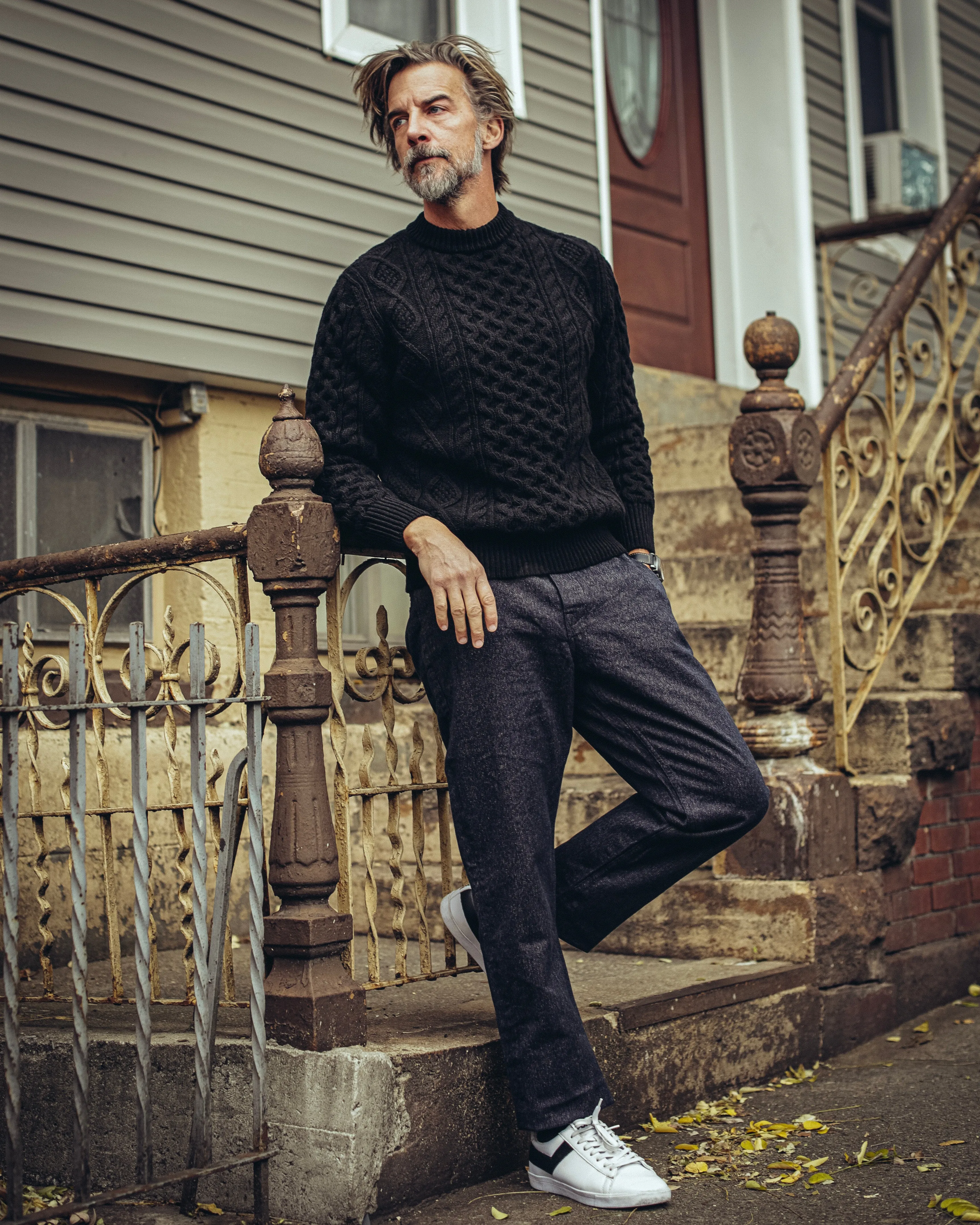 Pre Order - Steve McQueen Dark Navy Donegal Irish Wool Sweater Eta before 12/25