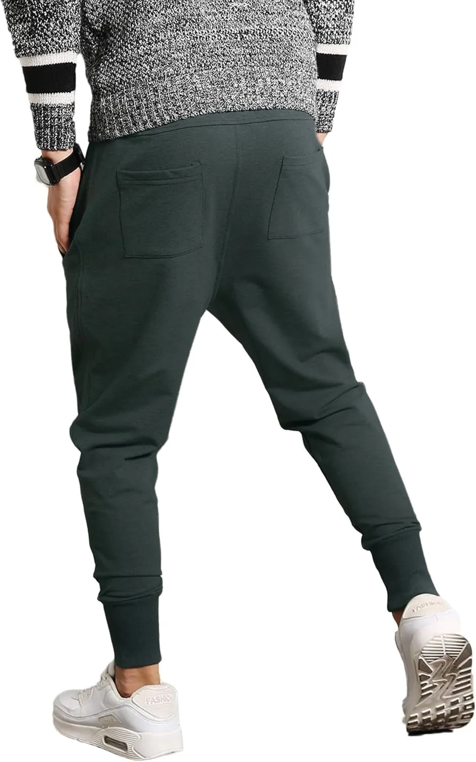 PRIJOUHE Men's Joggers, Sweatpants, Low Crotch Sweats Slim Fit Trousers Harem Hip Hop Pants
