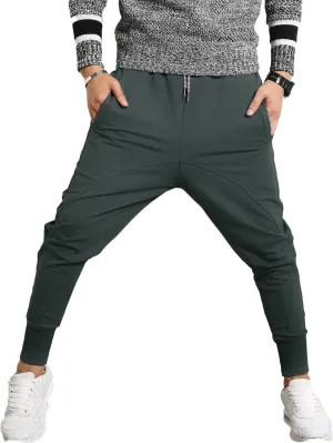 PRIJOUHE Men's Joggers, Sweatpants, Low Crotch Sweats Slim Fit Trousers Harem Hip Hop Pants