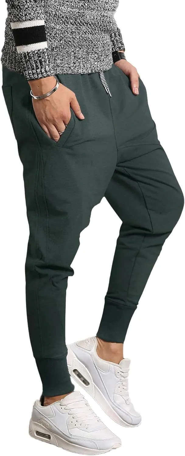 PRIJOUHE Men's Joggers, Sweatpants, Low Crotch Sweats Slim Fit Trousers Harem Hip Hop Pants