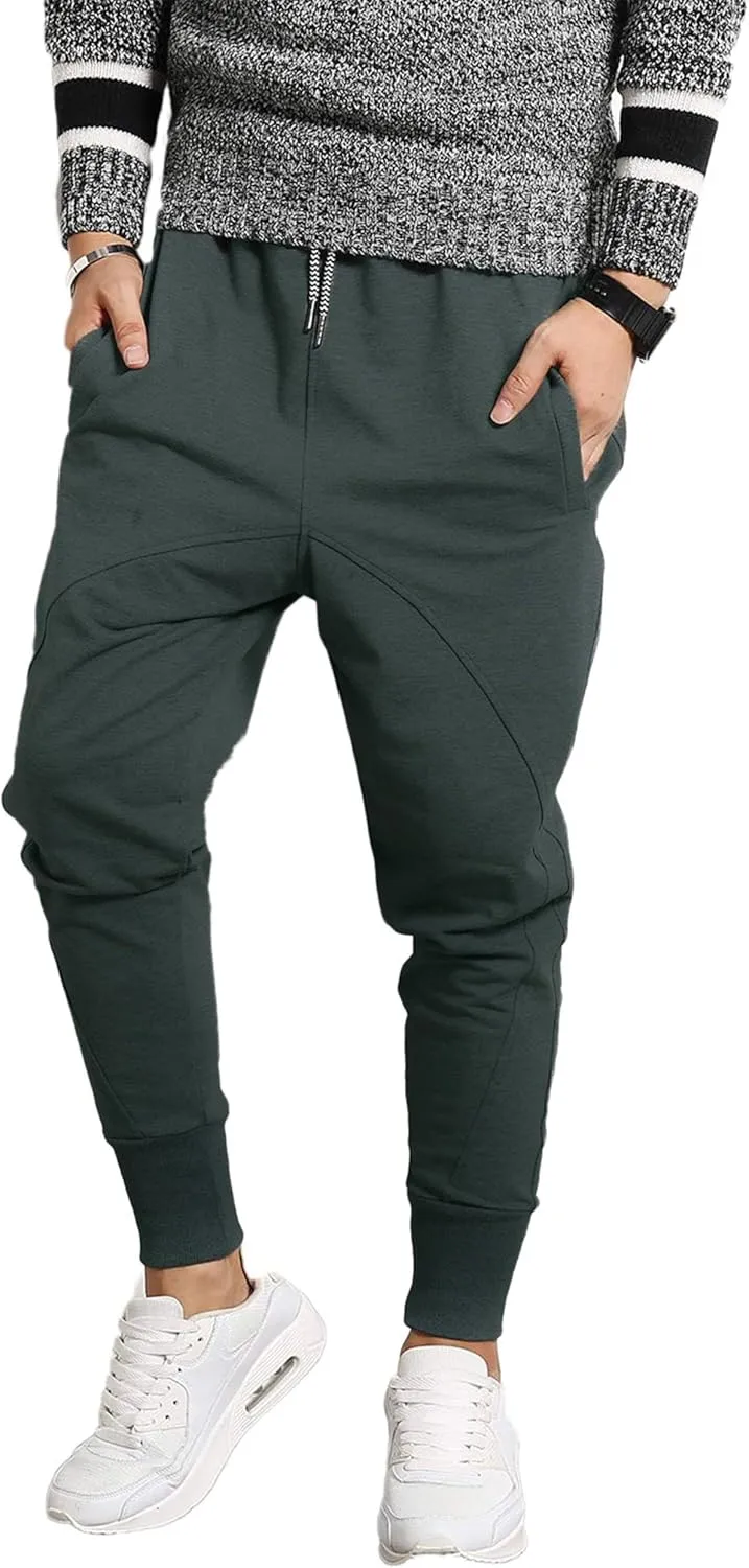 PRIJOUHE Men's Joggers, Sweatpants, Low Crotch Sweats Slim Fit Trousers Harem Hip Hop Pants