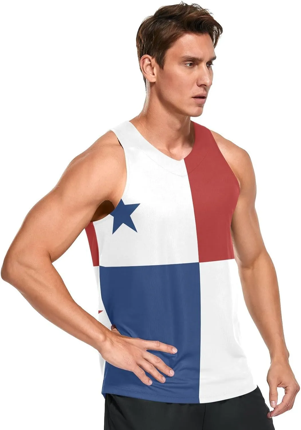 Rastafari Flag Men's Beach Tank Top Colorful Print Sport Workout & Training Top Summer Quick Dry Sleeveless Tee Shirt Unisex