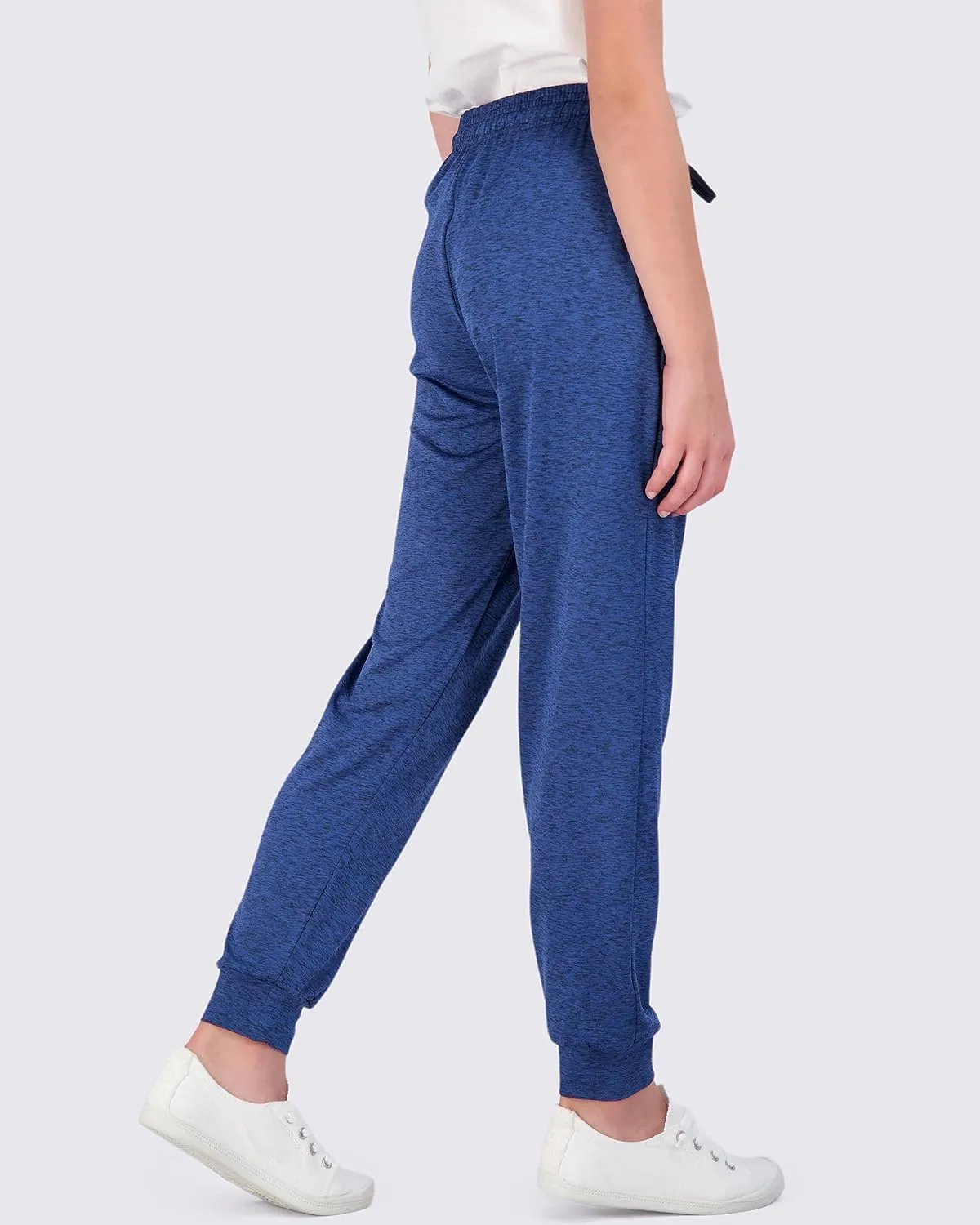 Real Essentials 3 Pack: Girls' Dry-Fit Jogger Sweatpants Soft Active Athletic Kids Joggers with Pockets & Drawstring