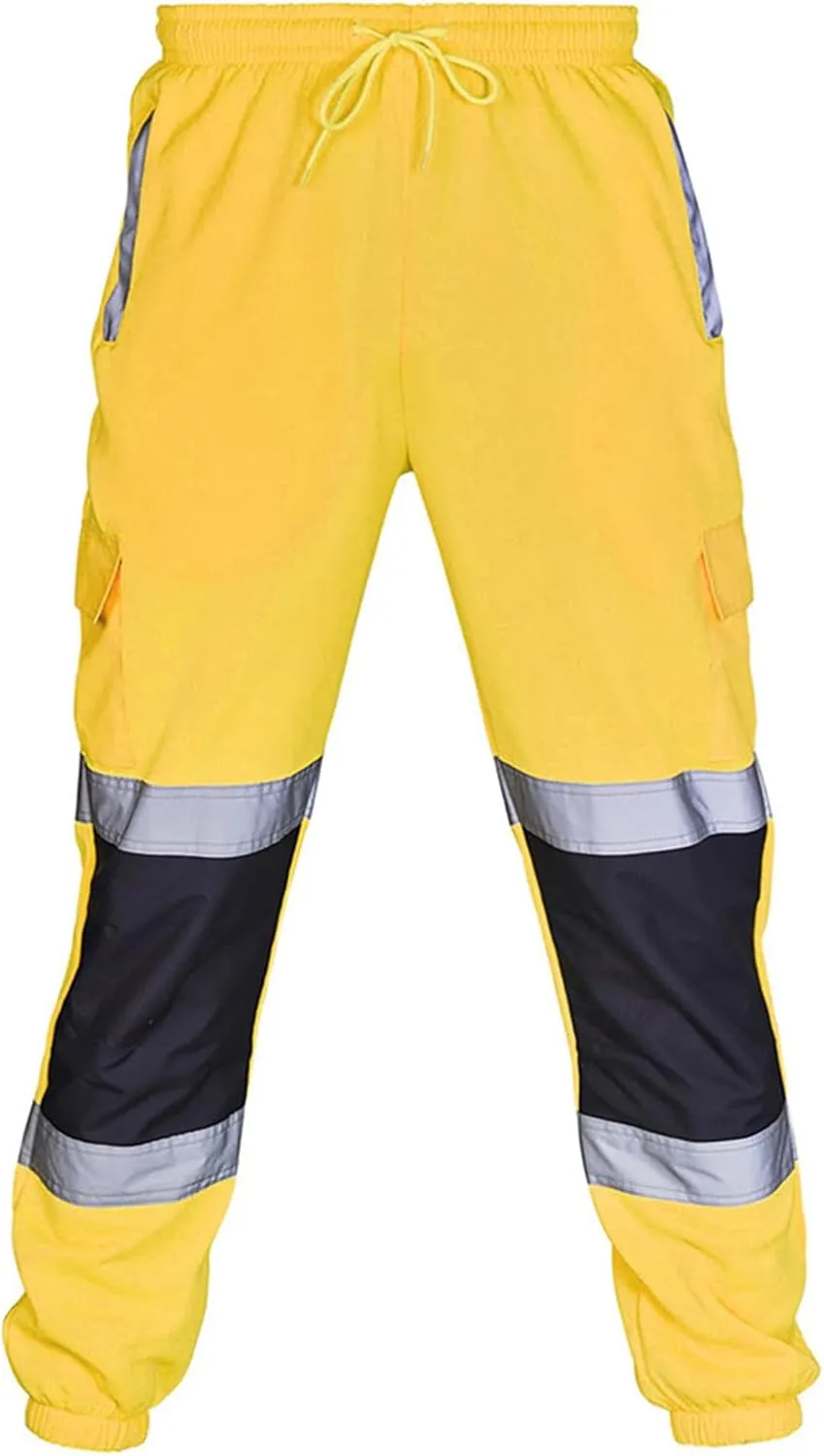 Reflective Safety Pants for Men Drawstring Hi-Vis Trousers Construction Work Pants Casual Cargo Pants