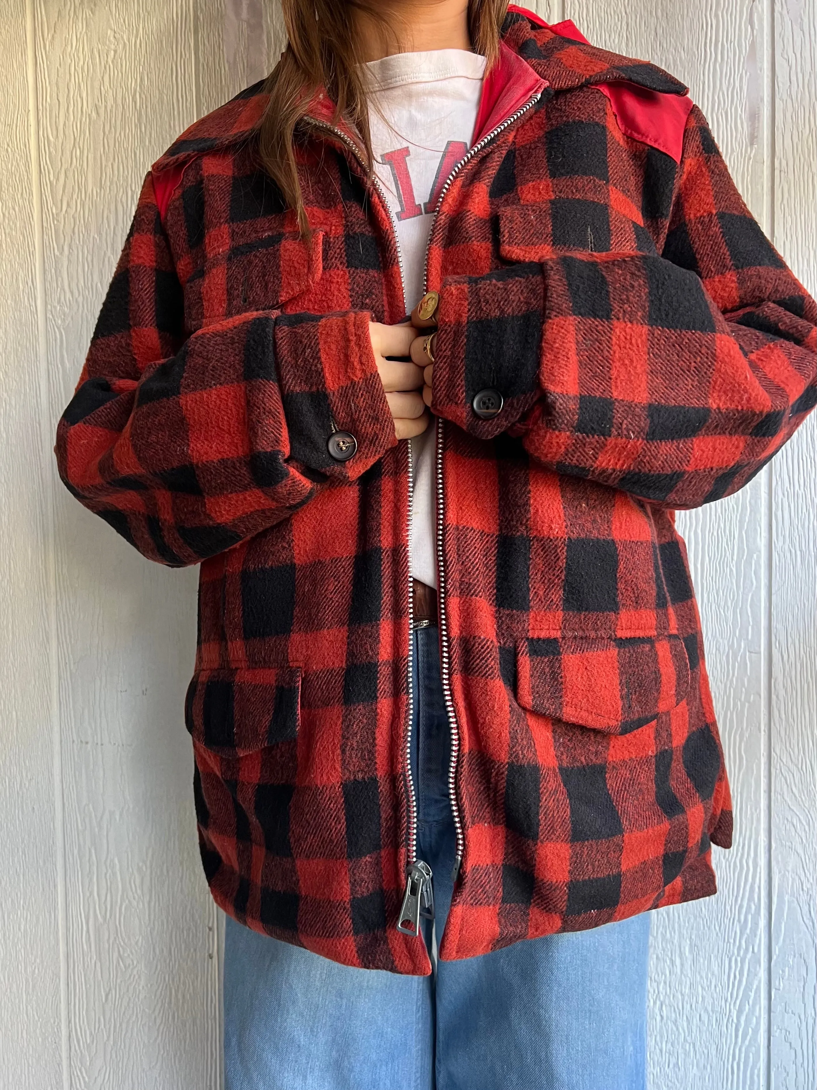 Reversible Red and Black Checker Jacket