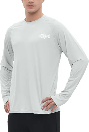 Riverruns UPF 50  Men's Long Sleeve Cooling Quick Dry Shirt Sun Breathable Shirt Thumbhole Shirts Rash Guard for Fishing Swim