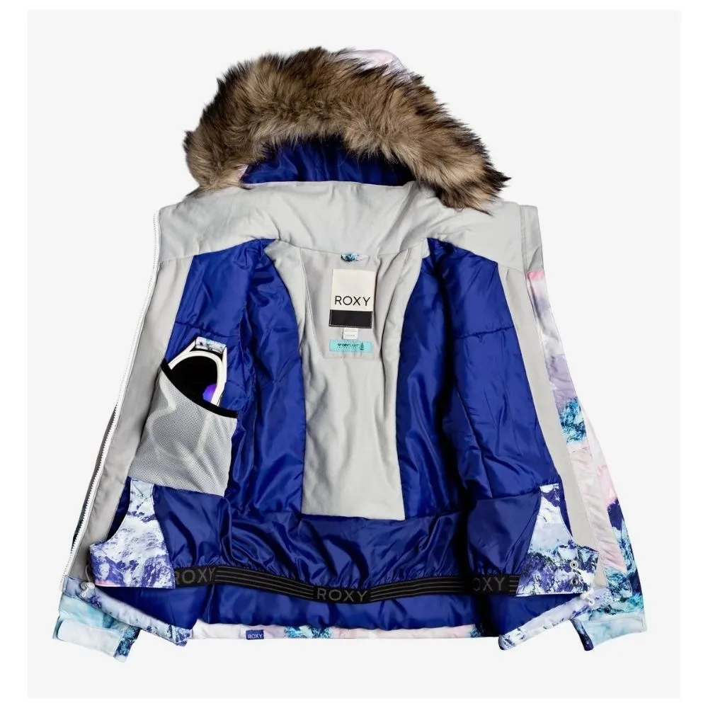 Roxy Jet Ski Girls Ski Jacket - White Pyrennes