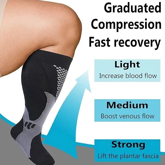 ROYALUCK 3 Pairs Plus Size Compression Socks Extra Large Knee High Support for Circulation Support