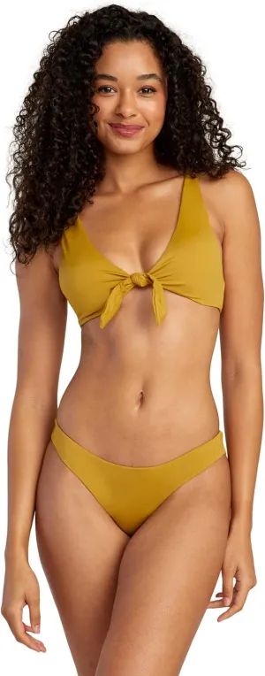 RVCA Women's Standard Tie Front Swimsuit Bikini Top