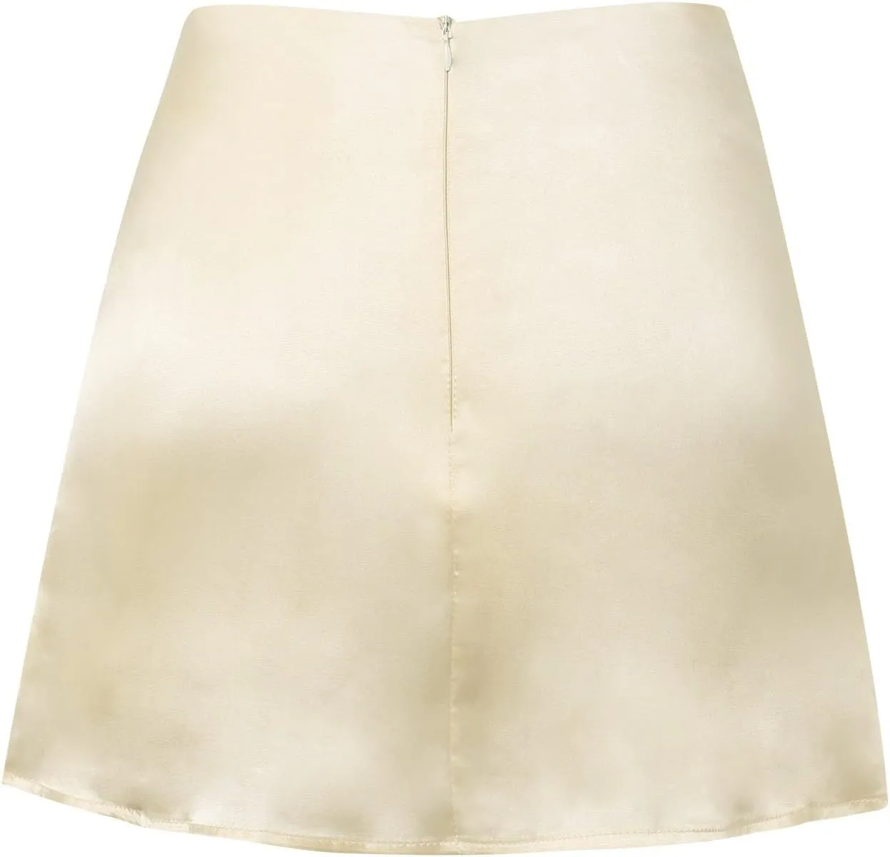 Satin Short Skirts for Women Silk Mini Skirt High Waisted A-Line Zipper Skirts Casual Soild Color Party Skorts Club Y2k Skirt