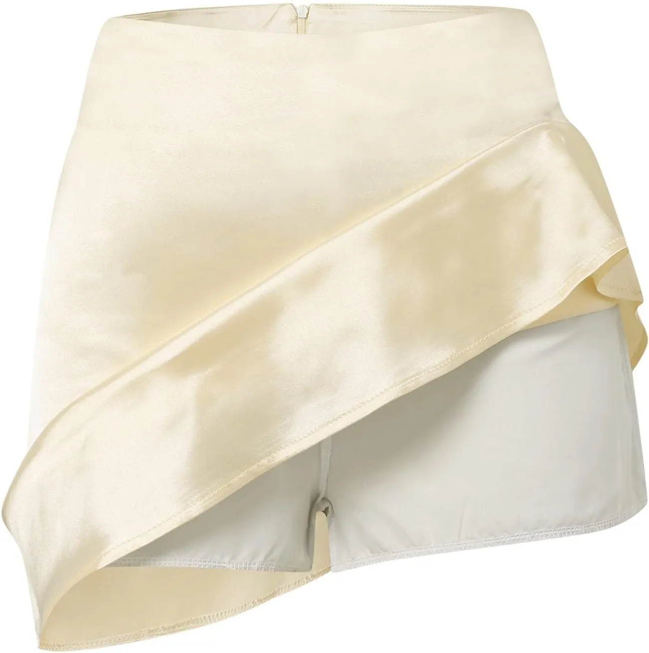 Satin Short Skirts for Women Silk Mini Skirt High Waisted A-Line Zipper Skirts Casual Soild Color Party Skorts Club Y2k Skirt
