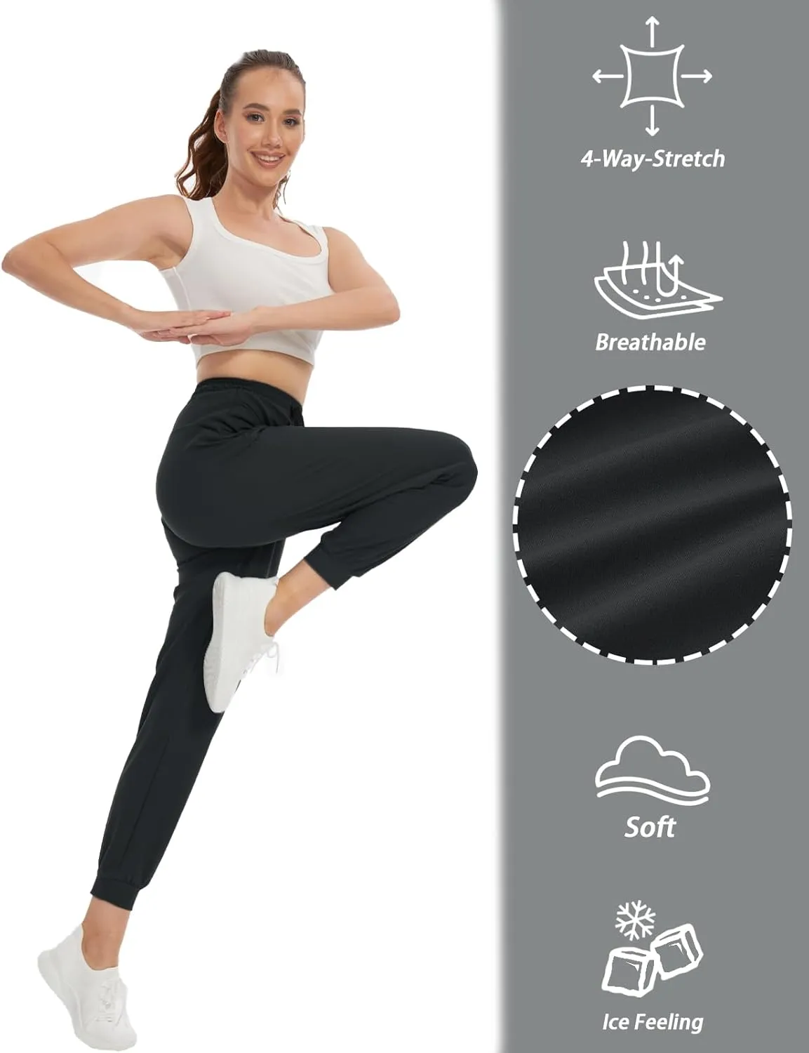 SEVEGO Women's 30"/32"/34"/36" Tall Inseam Joggers Lightweight Sweatpants Zipper Pockets Athletic Workout Lounge Pants