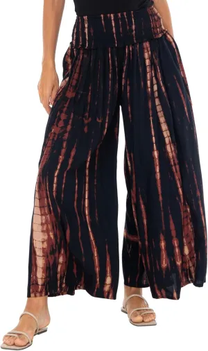 SHU-SHI Womens Palazzo Flowy Summer Pants Wide Leg Lounge Trousers Elastic Waist Side Pockets