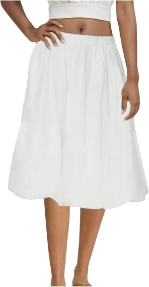 Skirt Women Elastic Waist Pure Casual Skirts Summer Trending Boho Vacation Skirts Puffy Baggy Ruched Skirt