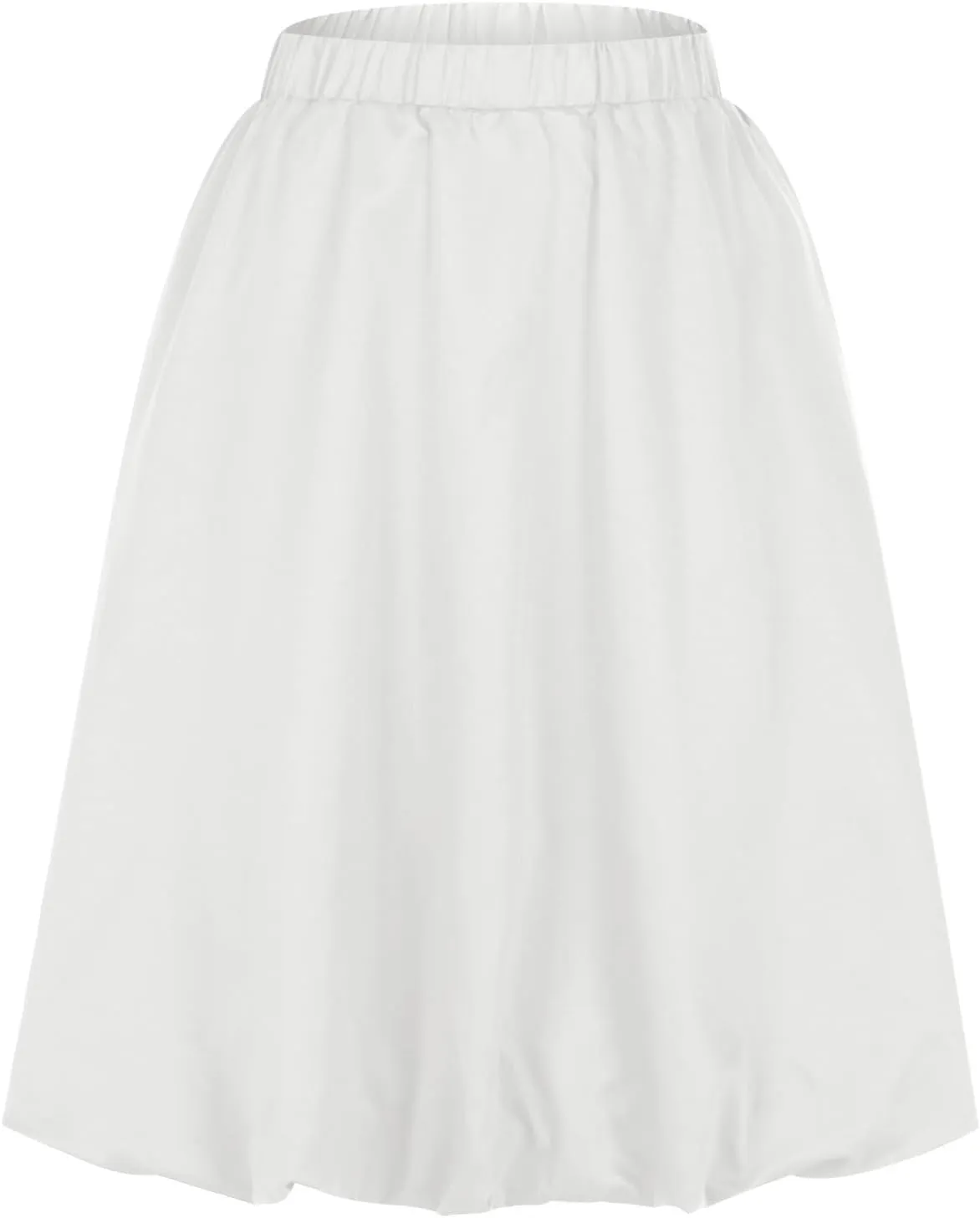 Skirt Women Elastic Waist Pure Casual Skirts Summer Trending Boho Vacation Skirts Puffy Baggy Ruched Skirt