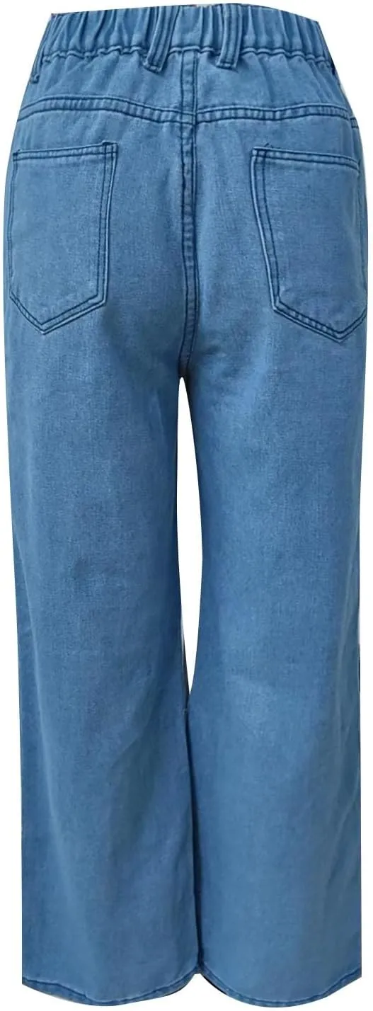 SMIDOW Women's High Waist Straight Leg Jeans Cargo Pants Casual Wide Legged Denim Pants y2k Streetwear Trousers