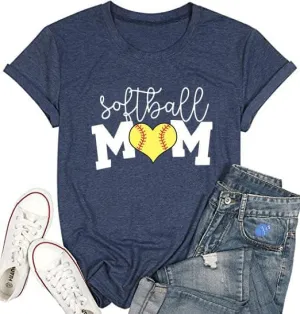 Softball MOM I Love Softball T-Shirt Tank Top for Women Funny Letter Print Game Day Pattern Shirt Casual Life Top