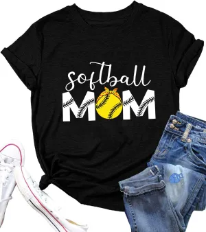 Softball MOM I Love Softball T-Shirt Tank Top for Women Funny Letter Print Game Day Pattern Shirt Casual Life Top