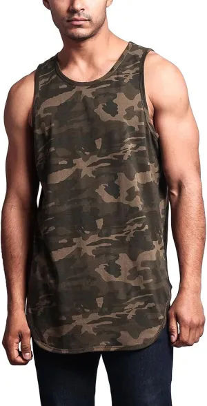 Solid Color Long Length Curved Hem Tank Top