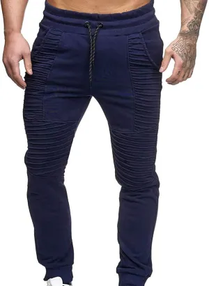 Spring and Summer Pants for Men 2023 Hip-Hop Drawstring Elastic Waist Skinny-Fit Slacks Tapered Ripped Trousers