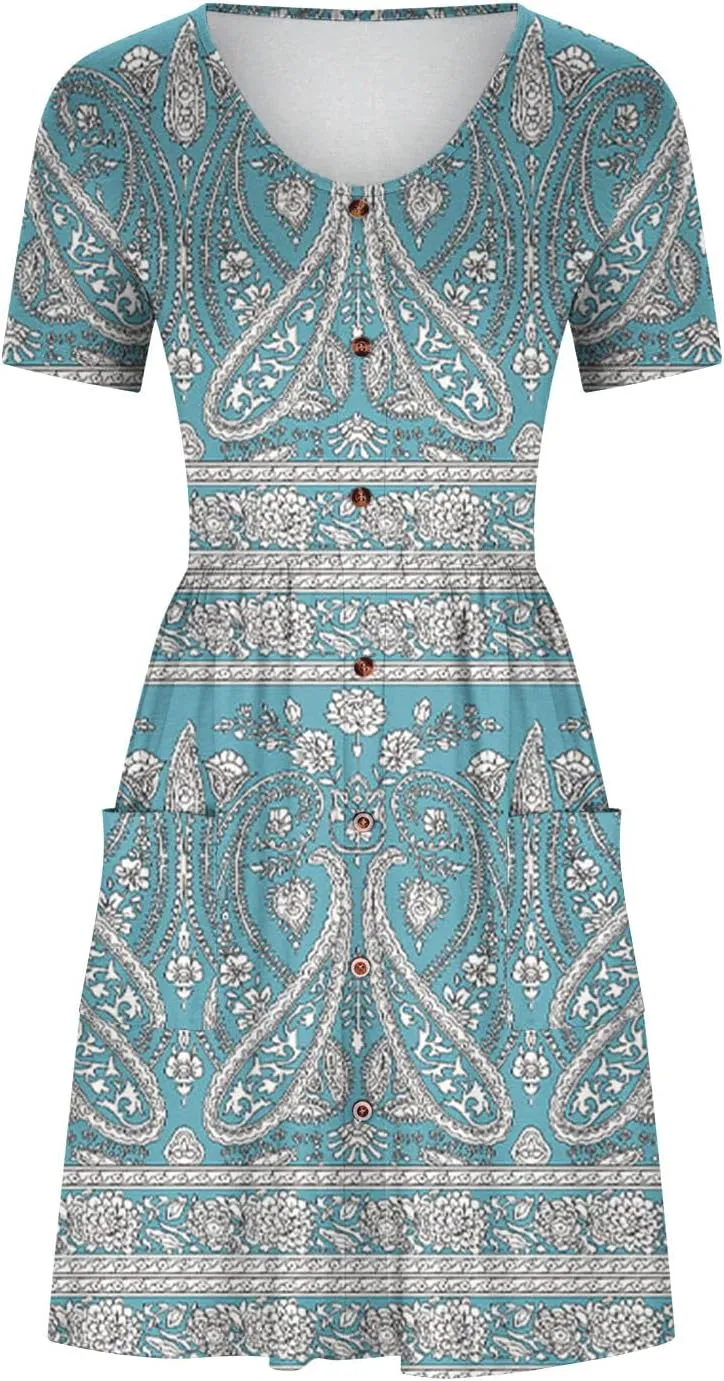 Summer Dresses for Women 2025 Vacation Button Down Mini Dresses Beach Casual Loose Trendy Floral Hawaiian Dress