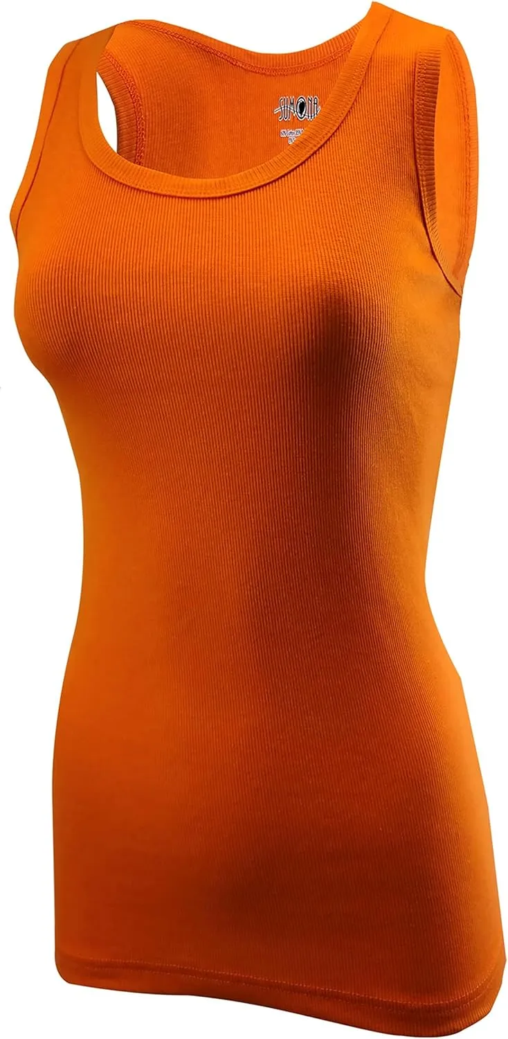 SUMONA Women's Ribbed Tank Top, Pack of 6