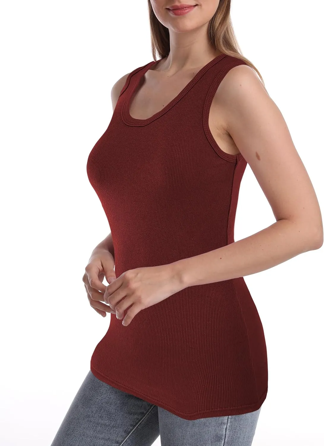 SUMONA Women's Ribbed Tank Top, Pack of 6