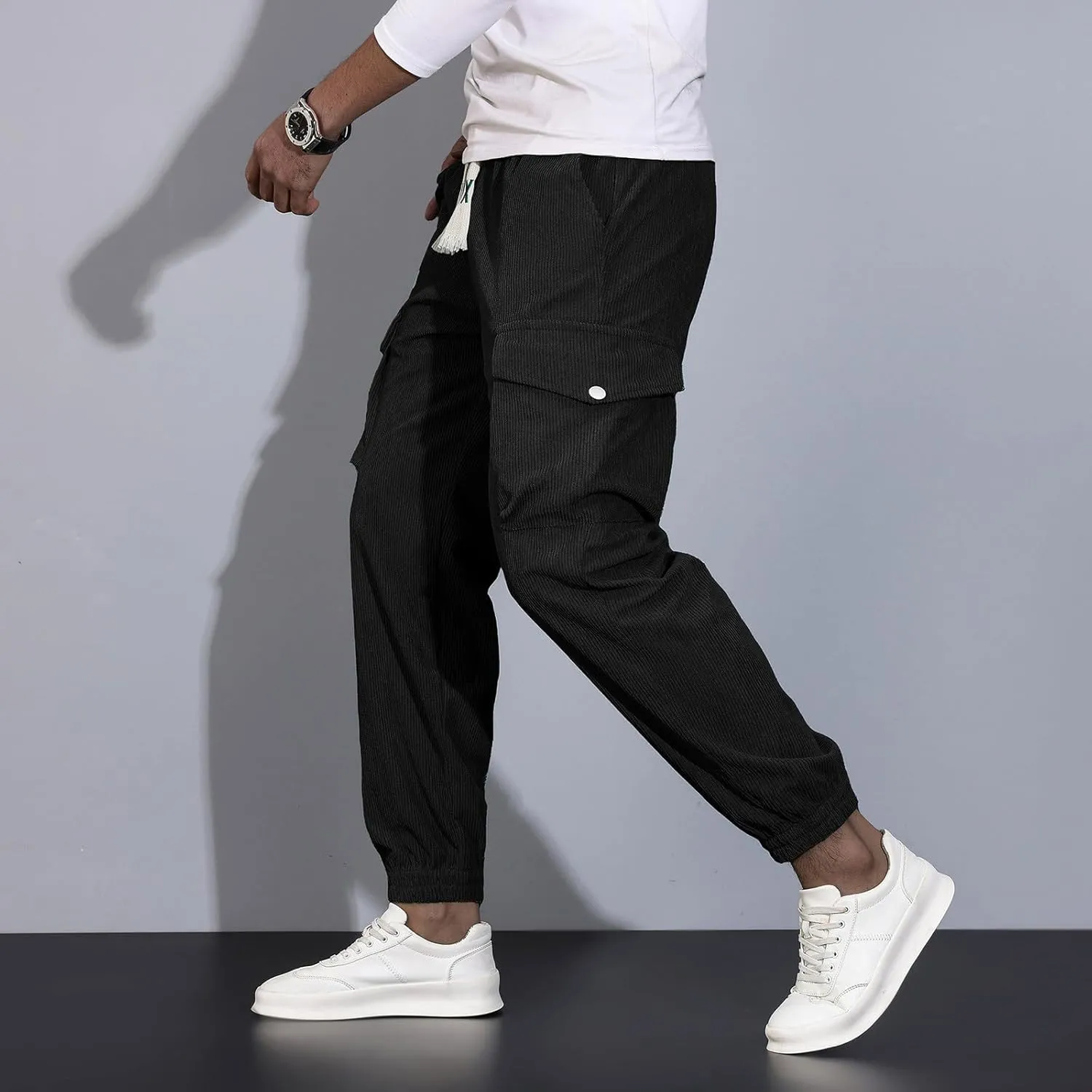 Sweatpants for Men Fashion Sport Tapered Split Slacks Mens Flex Regular Expandable Waist Solid Color Joggers