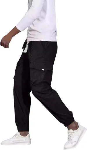 Sweatpants for Men Fashion Sport Tapered Split Slacks Mens Flex Regular Expandable Waist Solid Color Joggers