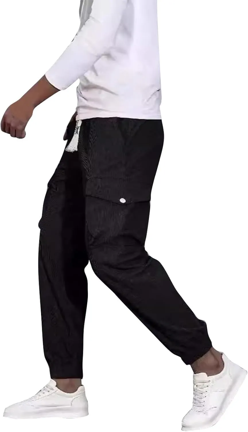 Sweatpants for Men Fashion Sport Tapered Split Slacks Mens Flex Regular Expandable Waist Solid Color Joggers