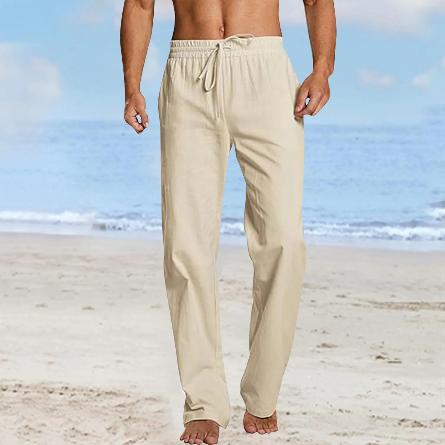 Sweatpants for Men Sport Tapered Tactical Slacks Mens Elastic Waist Solid Color Split Ripstop Fitted Joggers